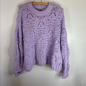 Aerie Bobble Knit Pointelle Lilac Sweater